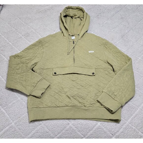 Frank And Oak Mens‎ Green Quilted Half Zip Hoodie Sweatshirt Cotton Size M - Picture 5 of 11